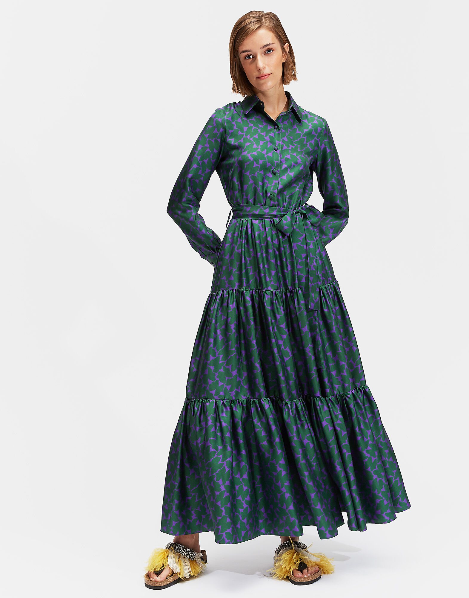 LaDoubleJ Bellini Dress Farfalline Verde DRE0016SIL001FAF0002