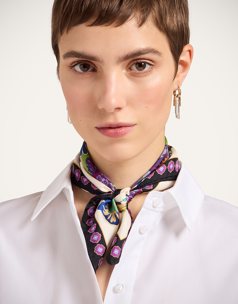 La DoubleJ Foulard 45 La DoubleJ Foulard 45 Cornucopia Placée Ivory SCA0065SIL006CRN03BR05