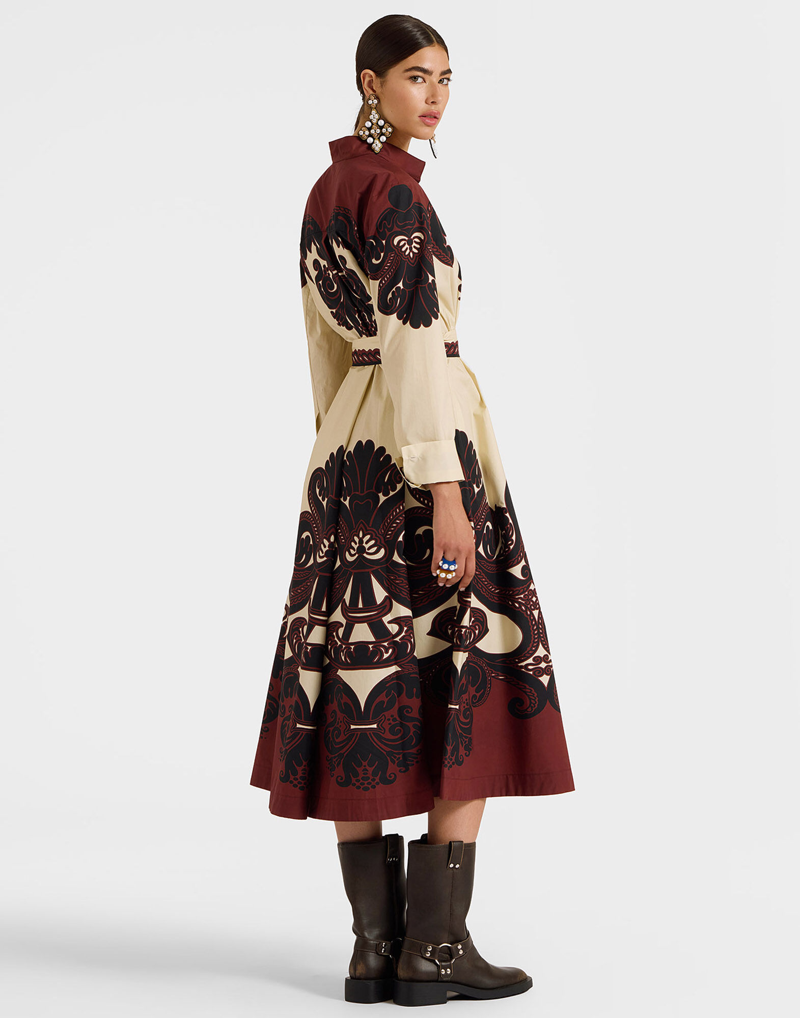 La DoubleJ Sundowner Dress Corsini Plac&eacute;e Cream DRE0459COT015INI02WH03