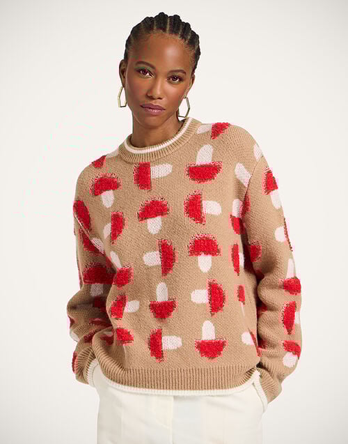 La DoubleJ Fun-Guy Sweater La DoubleJ Fun-Guy Sweater Camel & Red PUL0343KNI193VA449BR04