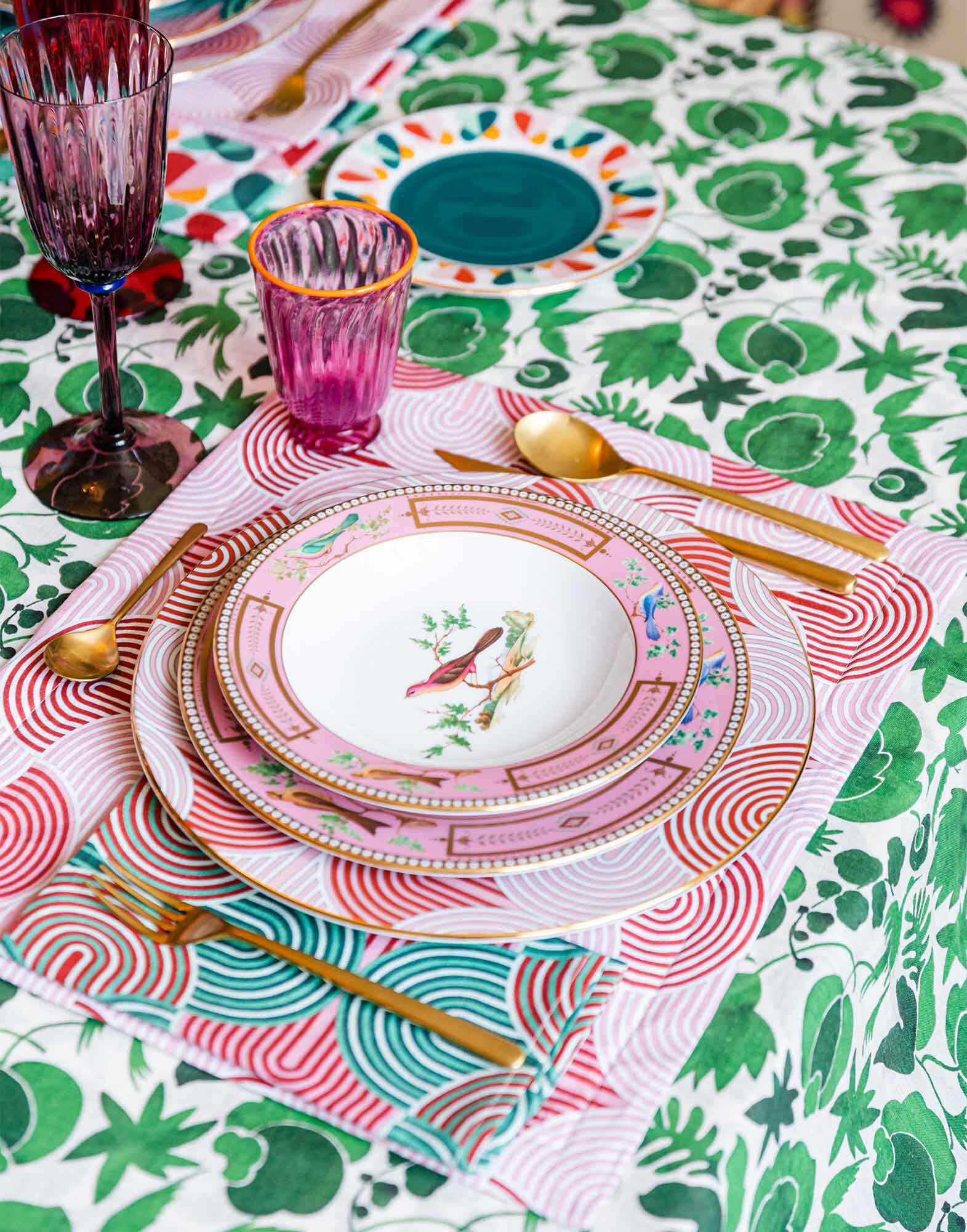 Medium Tablecloth in Wildbird Verde Homeware La DoubleJ