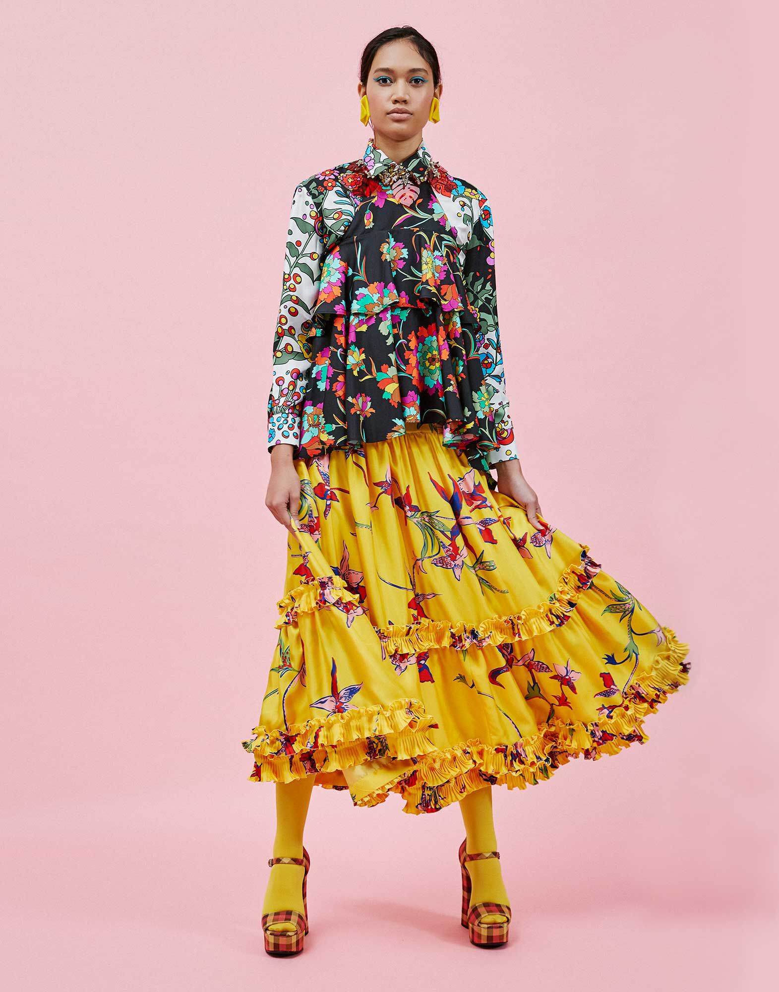 LaDoubleJ Salsa Skirt Orchidea Giallo SKI0020SIL001ORC0002