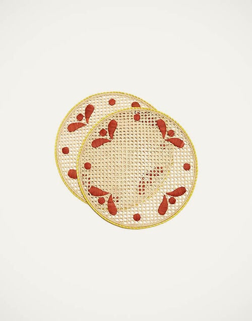 La DoubleJ Raffia Placemats Set Of 2 La DoubleJ Raffia Placemats Set Of 2 Capri Brick PMT0007RAF010CAP06RE06
