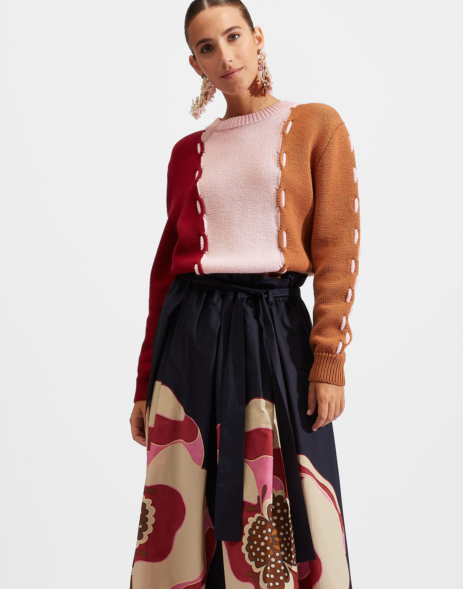 La DoubleJ Braided Crew Pink/Camel TOP0079KNI054VAR0105