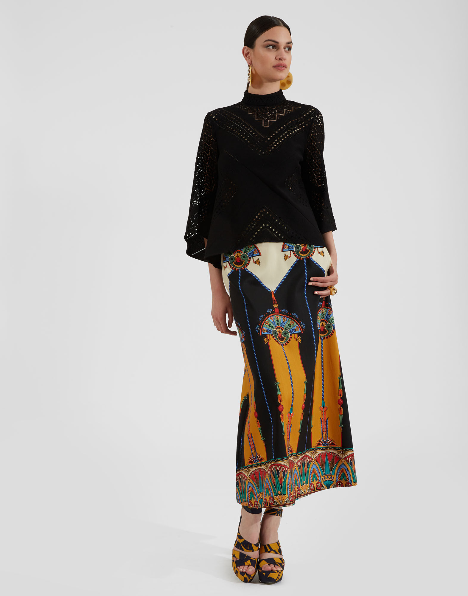 La DoubleJ A-Long Skirt Aswan Plac&eacute;e Ivory SKI0018CAD001ASW01WH04