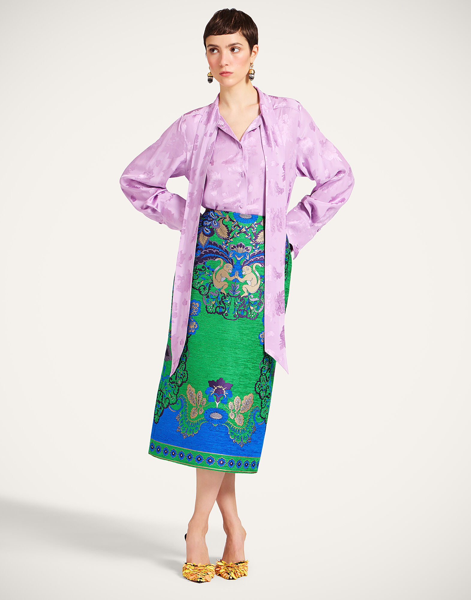 La DoubleJ Ascot Shirt Solid Lilac SHI0155JCQ133SOLIDPU02