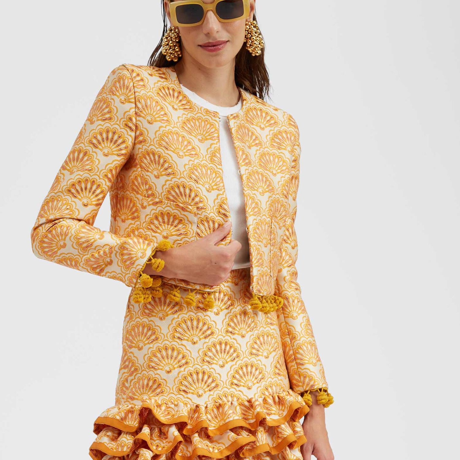 Shop La Doublej Bijoux Jacket In Fans Gold