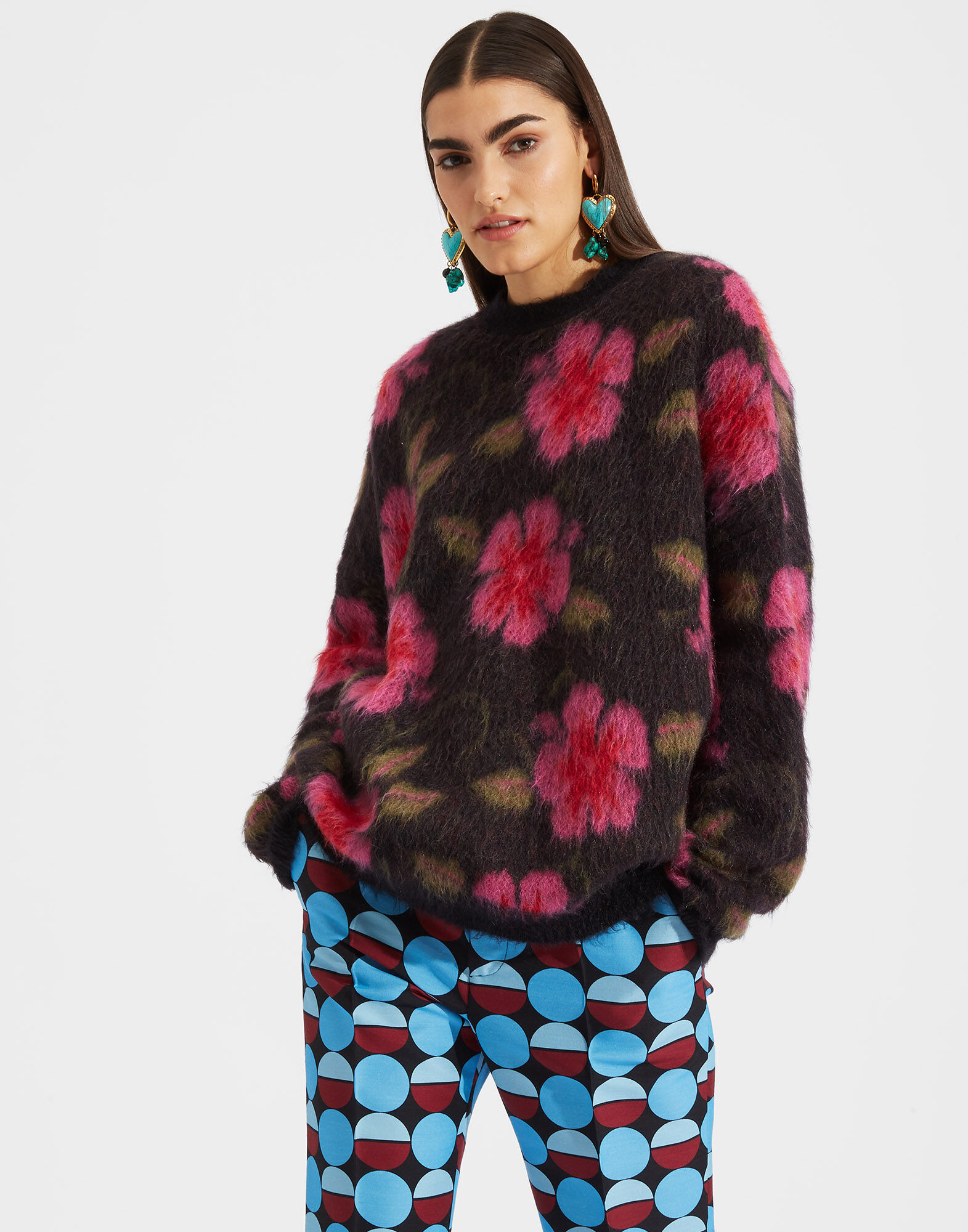 LaDoubleJ Oversize Crew Neck Hawaiian Flower PUL0018KNI012HAW0001