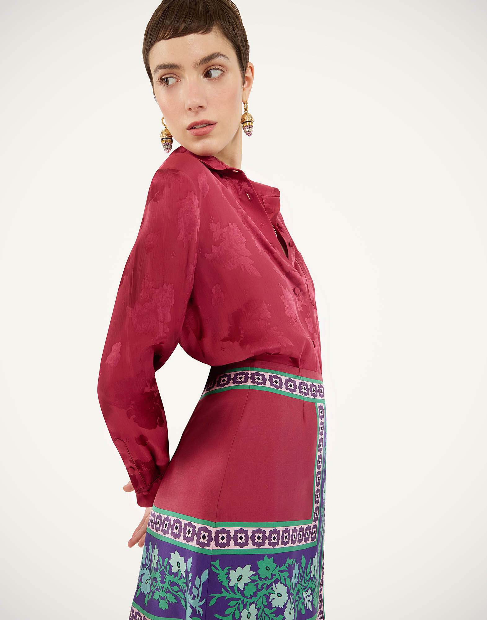 La DoubleJ Boy Shirt Solid Brick Red SHI0001JCQ133SOLIDRE06