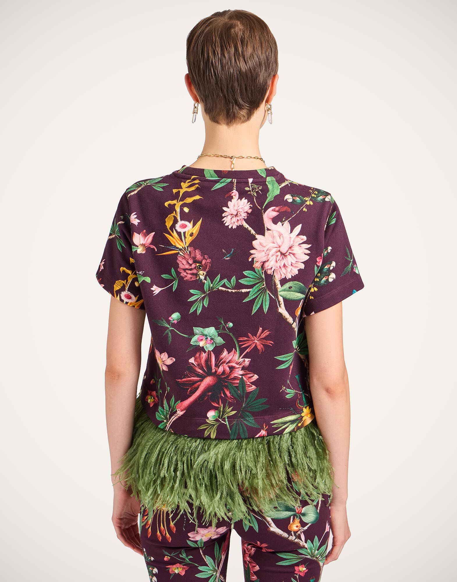 La DoubleJ La Scala Tee Zooflora Burgundy TSH0026JER039ZOF02RE02