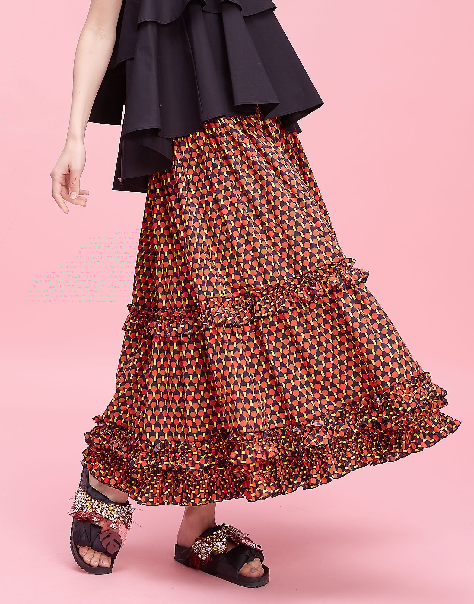 LaDoubleJ Salsa Skirt Ping Pong Rosso SKI0020COT001PIN0002