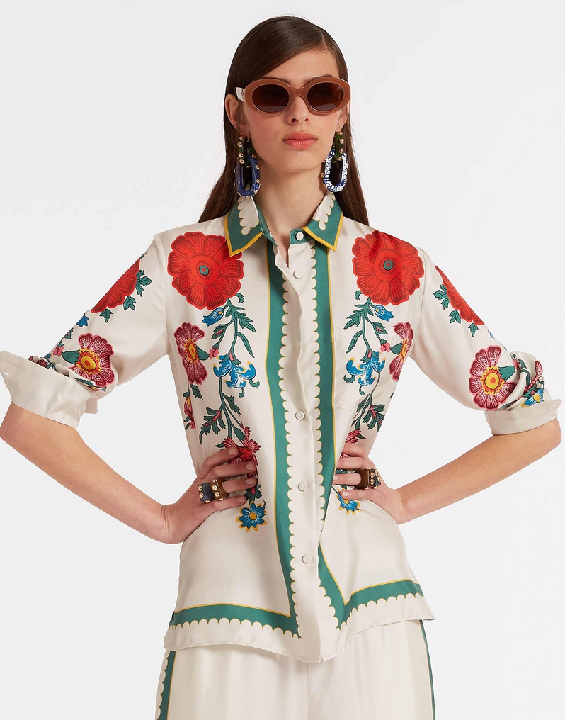 La DoubleJ Boy Shirt La DoubleJ Boy Shirt Dragonflower Placée Multicolor SHI0040SIL001DRE05MU01