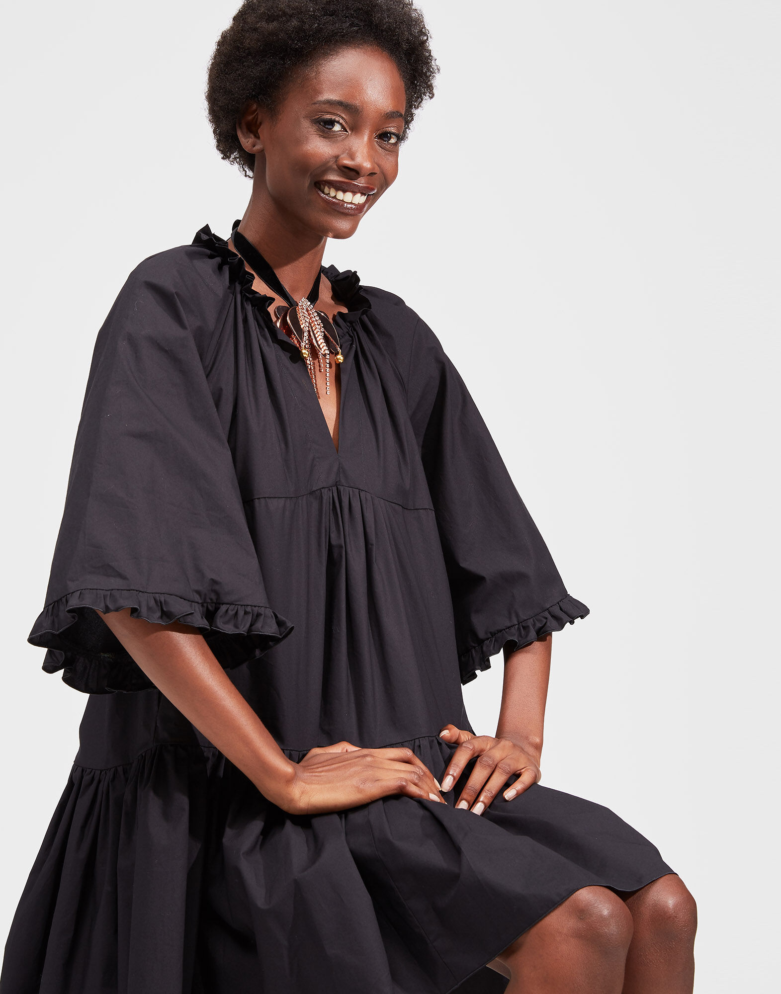 LaDoubleJ Short Dove Dress Solid Black DRE0261COT001BLA0001