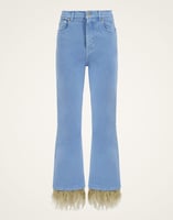 La DoubleJ Fancy Crop Jeans (With Feathers) La DoubleJ Fancy Crop Jeans (With Feathers) Light Blue TRO0097DEN001SOLIDBU01
