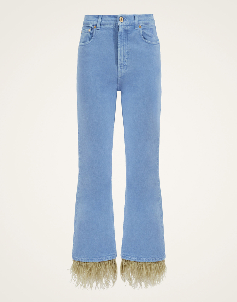 La DoubleJ Fancy Crop Jeans (With Feathers) La DoubleJ Fancy Crop Jeans (With Feathers) Light Blue TRO0097DEN001SOLIDBU01