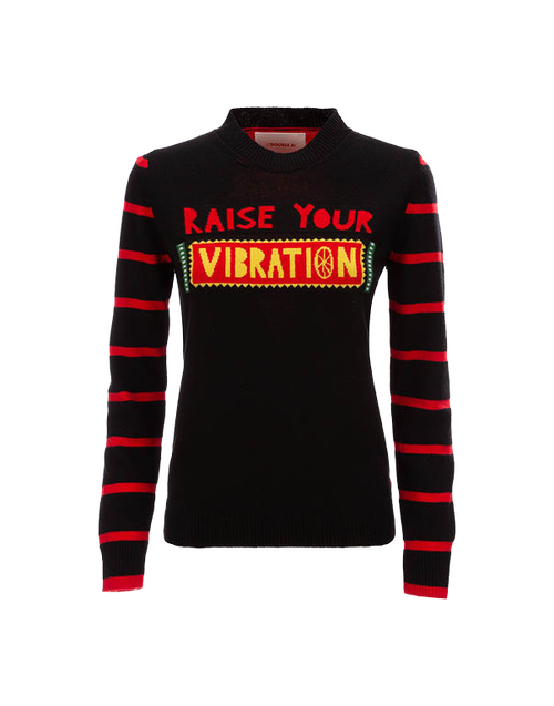 LaDoubleJ Skinny Crew Neck Solid Black PUL0038KNI029BLA0001