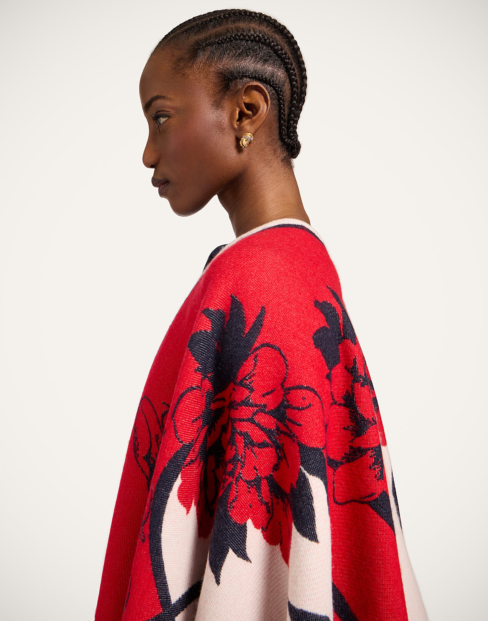 La DoubleJ Soul Poncho Queen Peony Plac&eacute;e Red SCA0059WOL025QPE02RE01