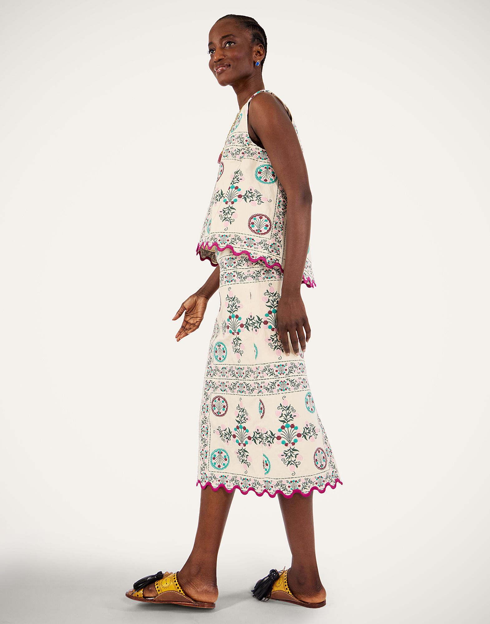 La DoubleJ Pencil Skirt Florette Tiles Ecru SKI0197JCQ137FLO09BR05