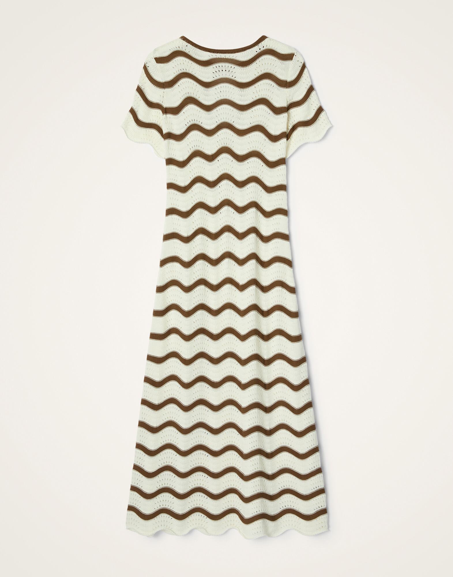 La DoubleJ Wavy Swing Dress Bicolor White & Chocolate DRE1045KNI203VA494WH01