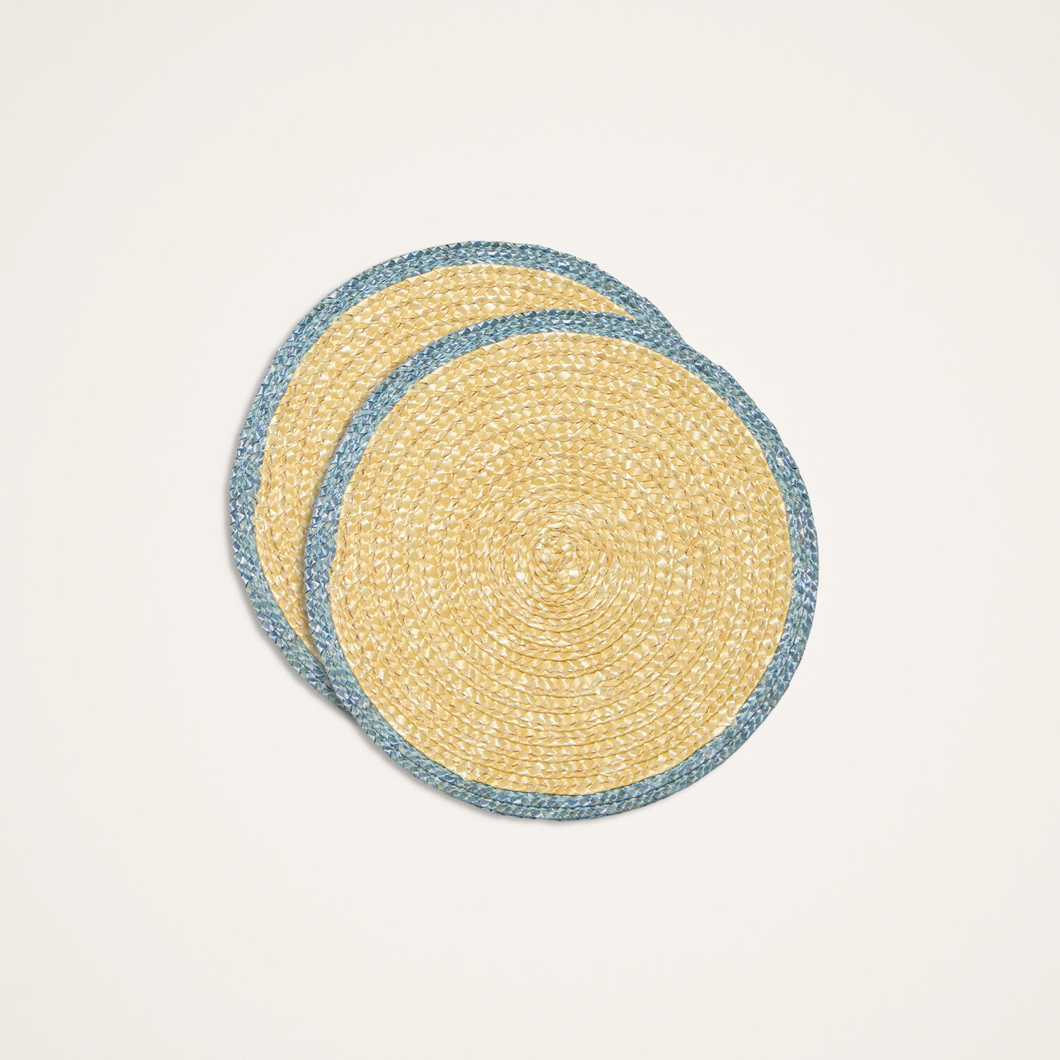La Doublej Straw Coasters Set Of 2 In Solid Light Blue