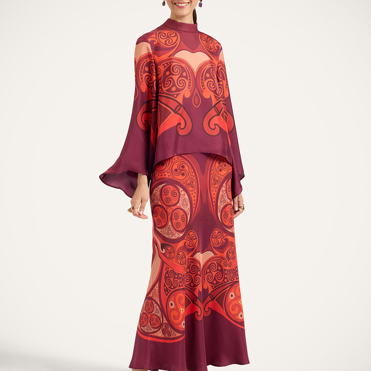 La Doublej Sleek Skirt In Alchemy Placée Dark Red