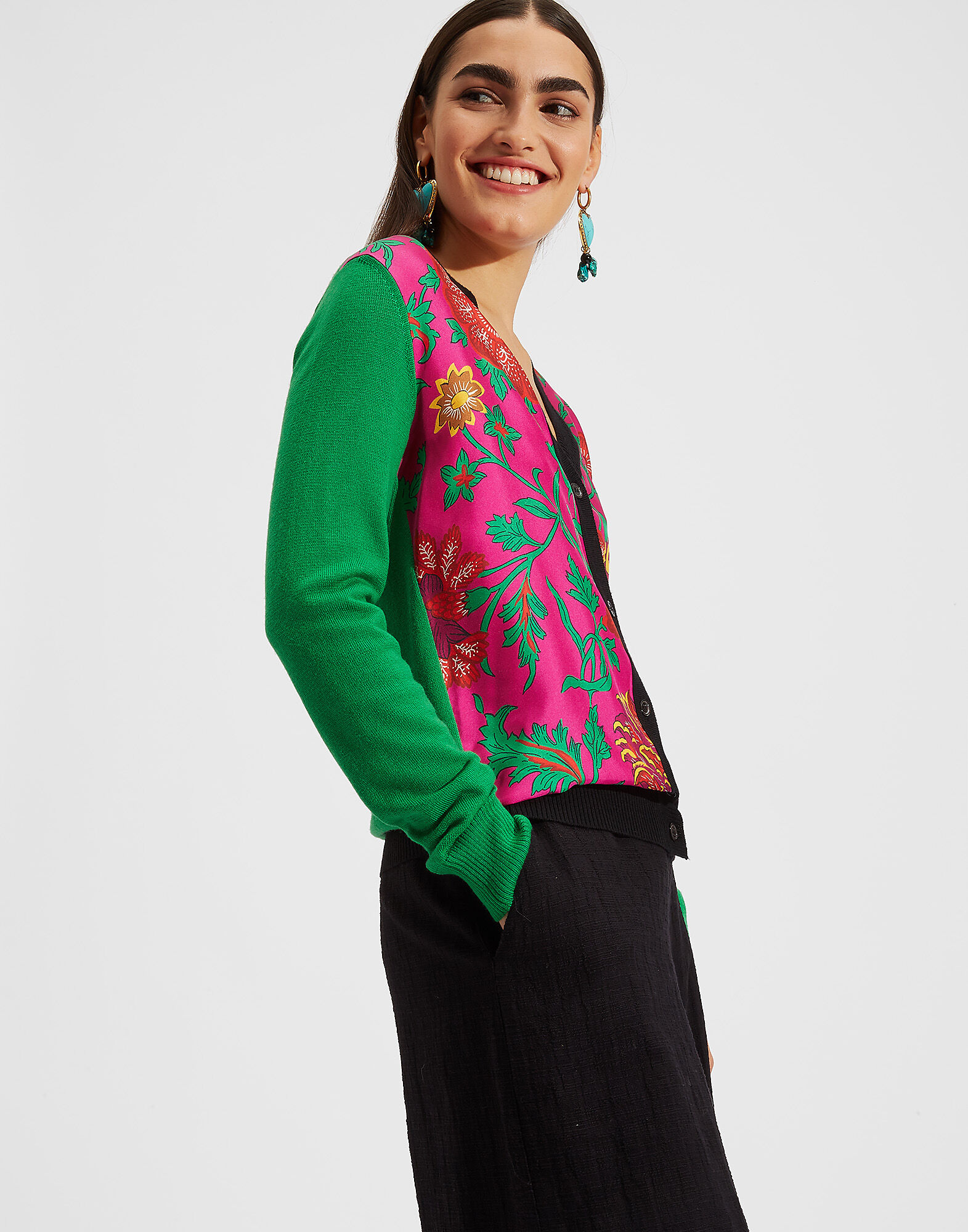 LaDoubleJ Gemini Cardigan Dragon Flower Fucsia PUL0005KNI005DRA0004