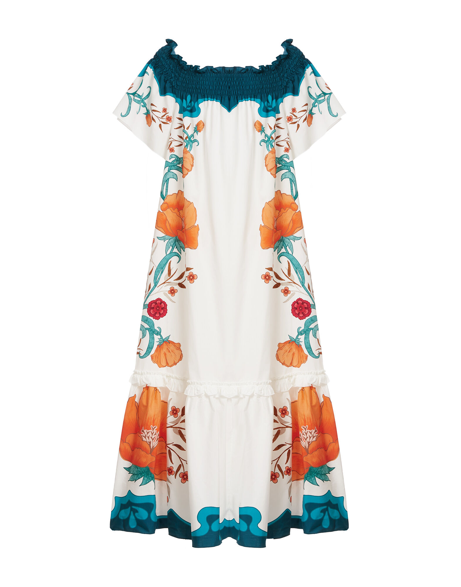 La DoubleJ Capalbio Dress Morpheus Plac&eacute;e Orange DRE0786COT039MOR01OR02