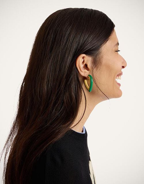 La DoubleJ Dew Earrings Bicolor Mini La DoubleJ Dew Earrings Bicolor Mini Bicolor Green & Ivory EAR0057POL008BIC01BR05