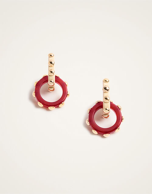 La DoubleJ Double Hoop Earrings Solid Burgundy EAR0048POL004SOLIDRE02