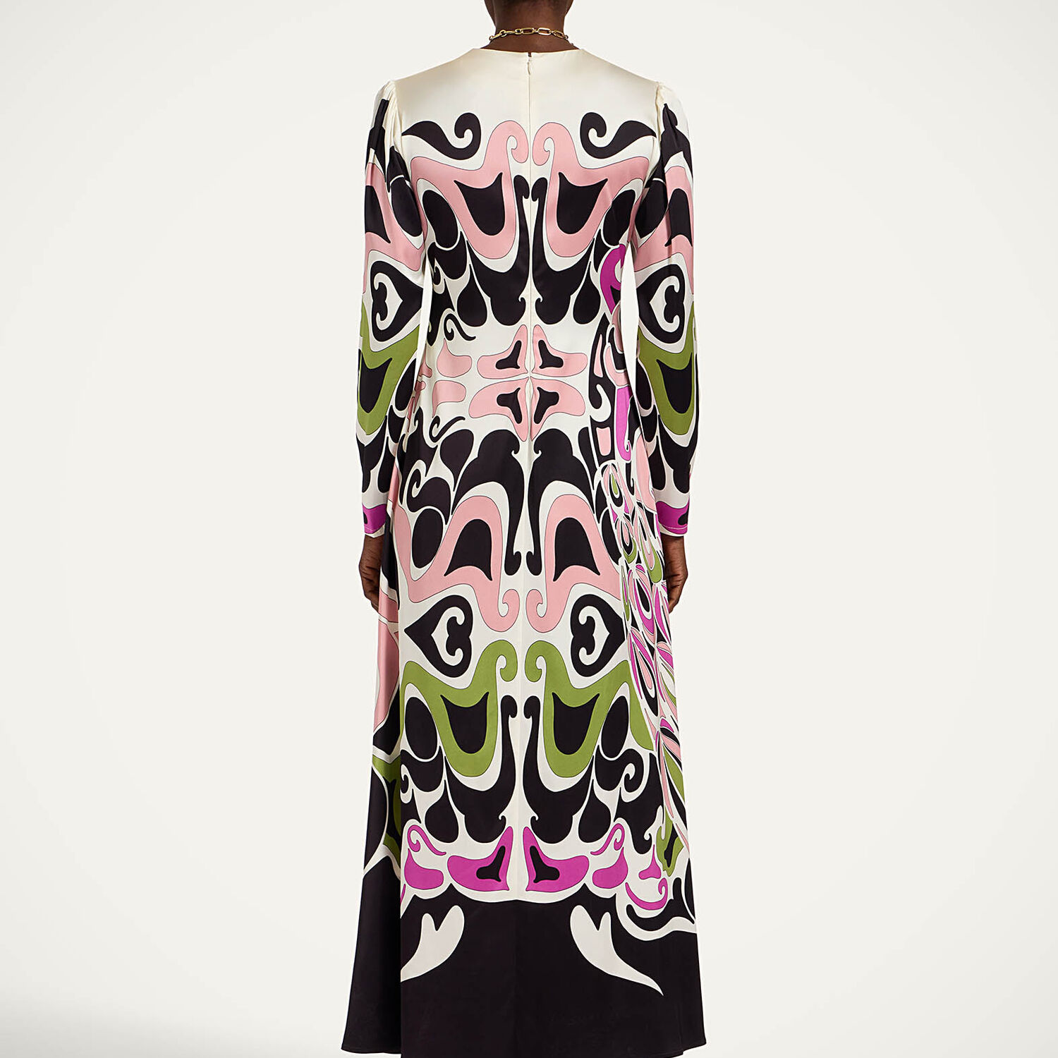 La Doublej Clingy Swing Printed Satin Midi Dress