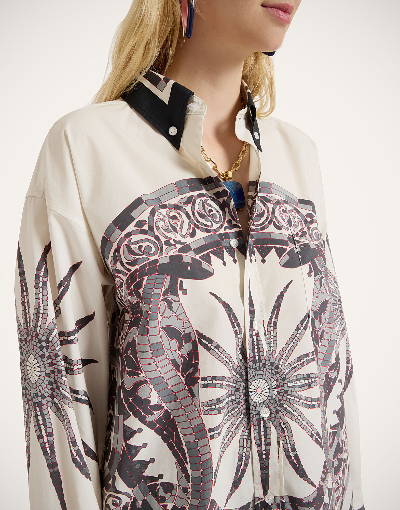 La DoubleJ Better Than Your Boyfriend's Shirt Cobra Plac&eacute;e Grey SHI0092COT015COB01GY02