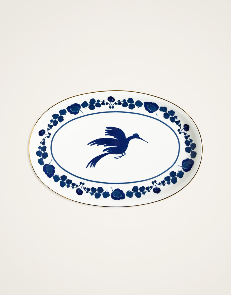 La DoubleJ Oval Platter La DoubleJ Oval Platter Wildbird Blue PLA0002CER001BIR01BU03