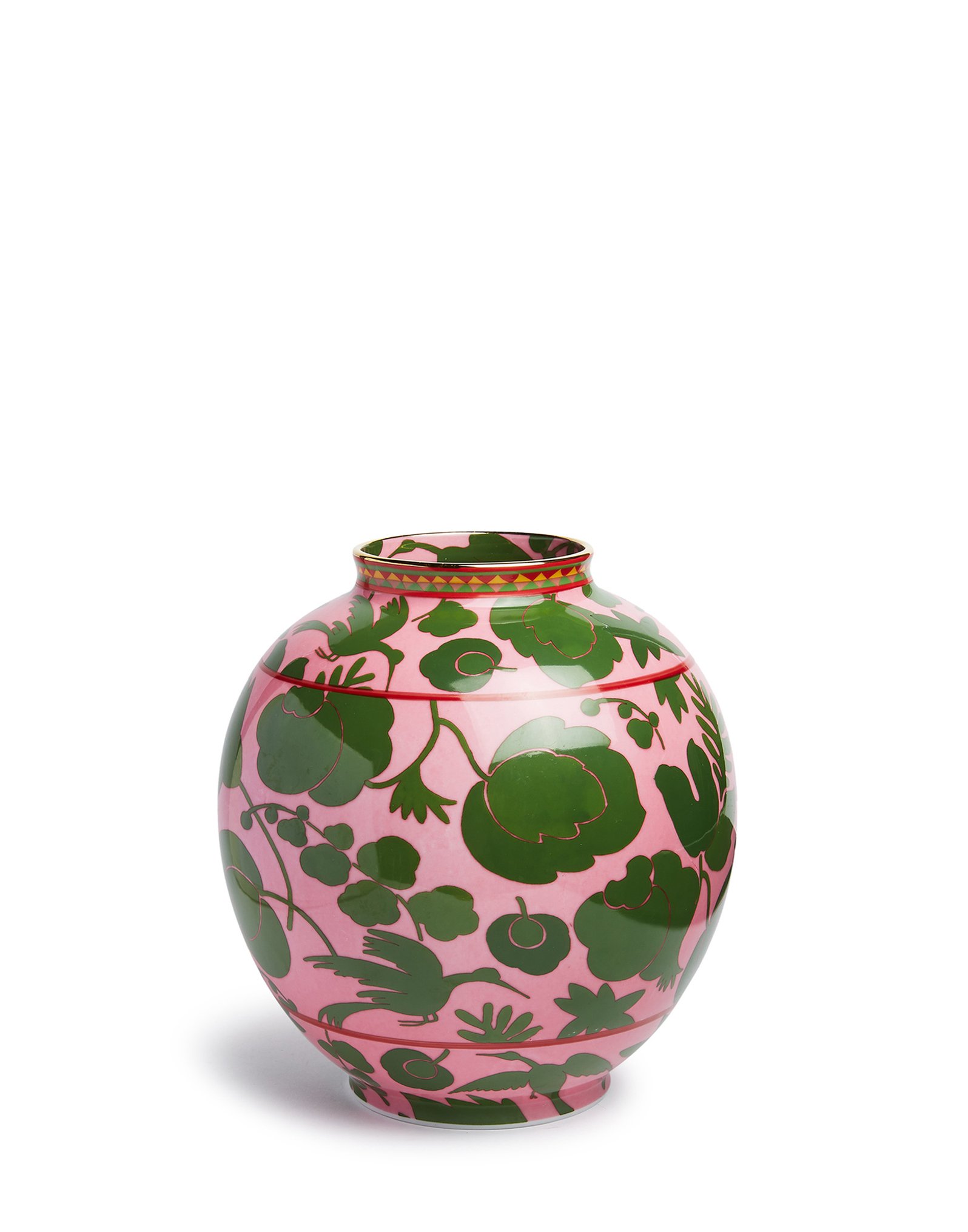 Bubble Vase Wildbird Rosa/Verde in Porcelain