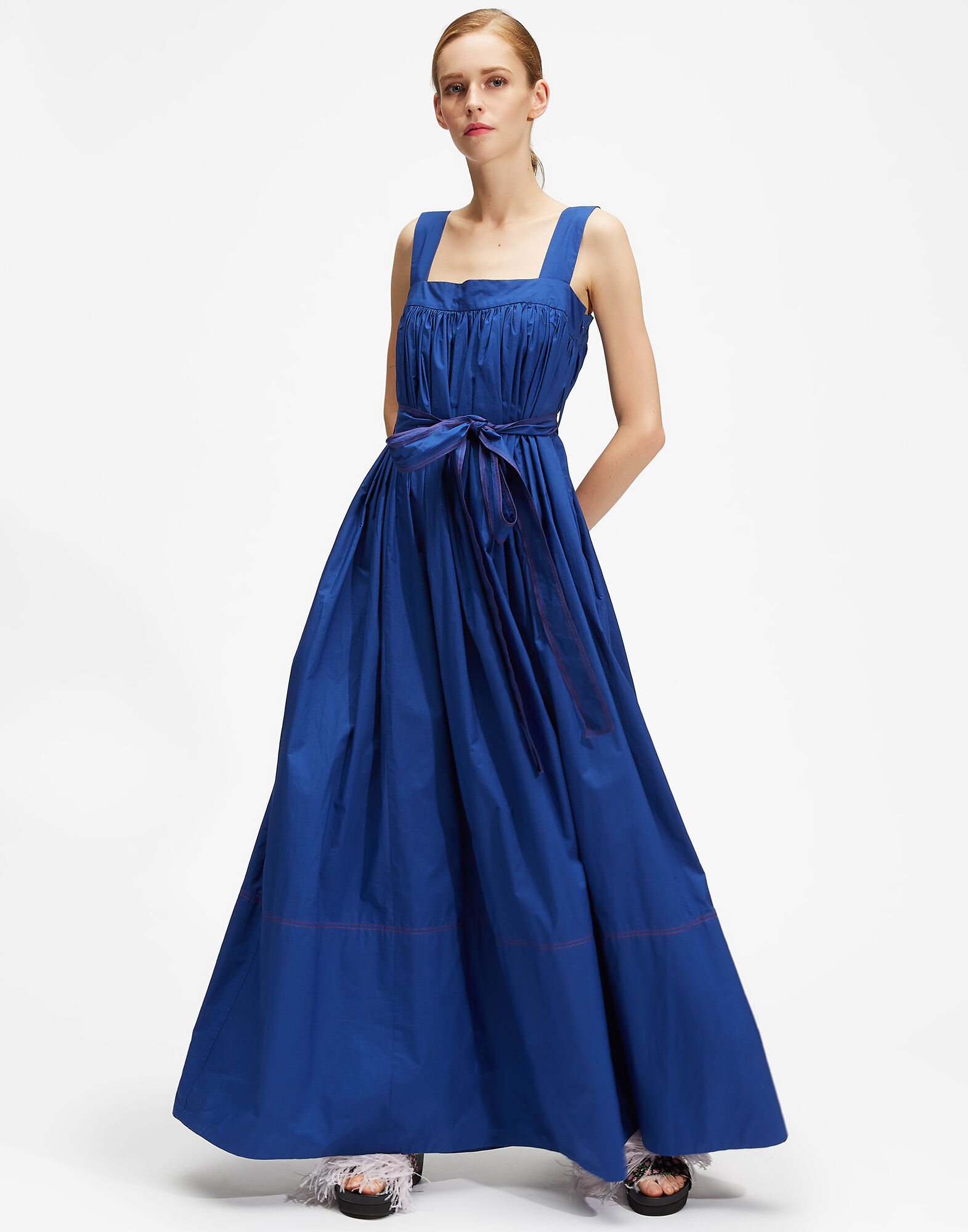 LaDoubleJ Mimosa Dress Solid Blue DRE0147COT001BLU0005