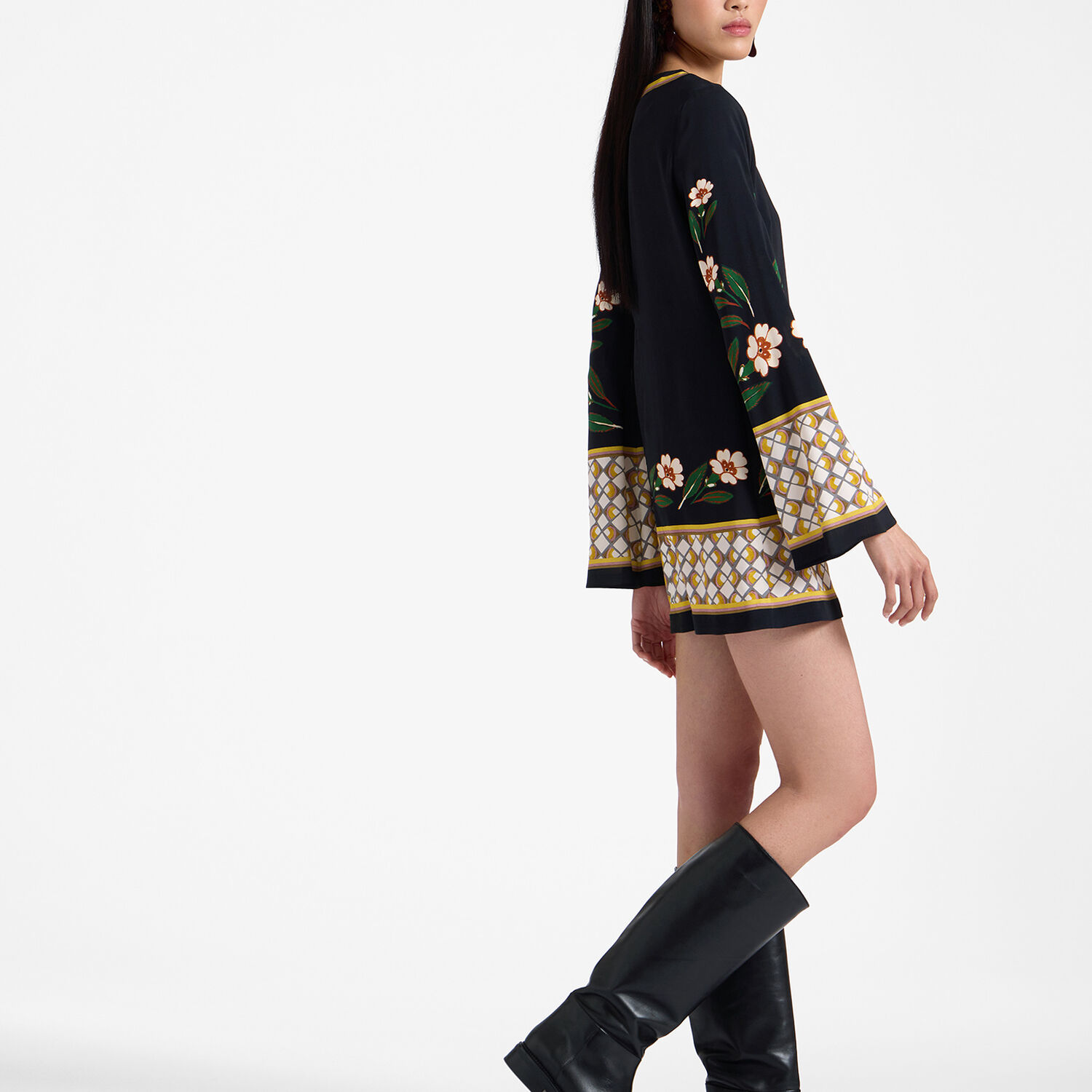 La Doublej Mini Supremes Swing Dress (placée) In Dazed Placée Black