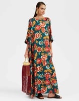La DoubleJ Muumuu Dress Round Neck La DoubleJ Muumuu Dress Round Neck Hottie Emerald DRE0370SIL001HOT01GR04