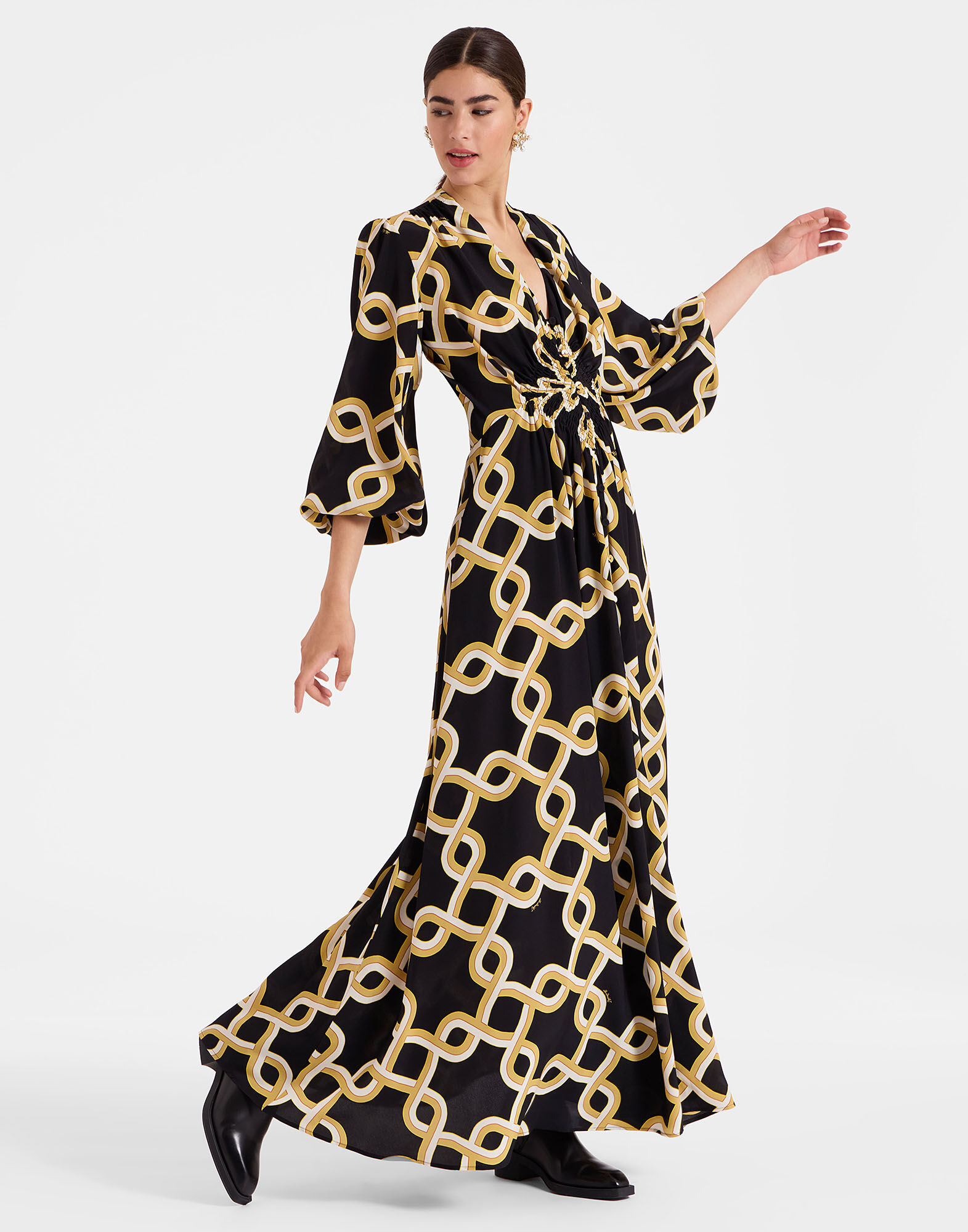 La DoubleJ Long Camerino Dress Tackle Black DRE0585CRE001TAC01BL01