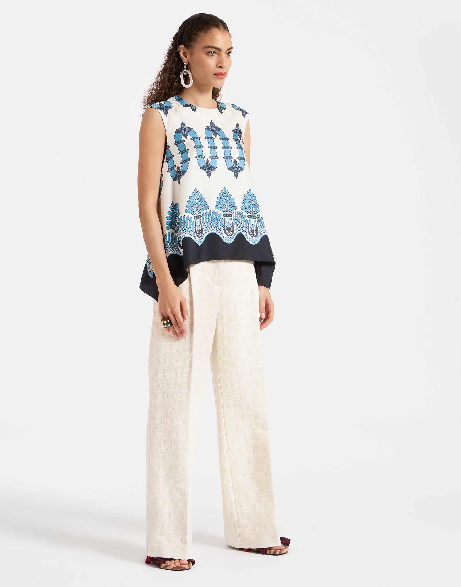 La DoubleJ San Carlo Top Scirocco Plac&eacute;e Ivory TOP0092SIL001SCI03WH04