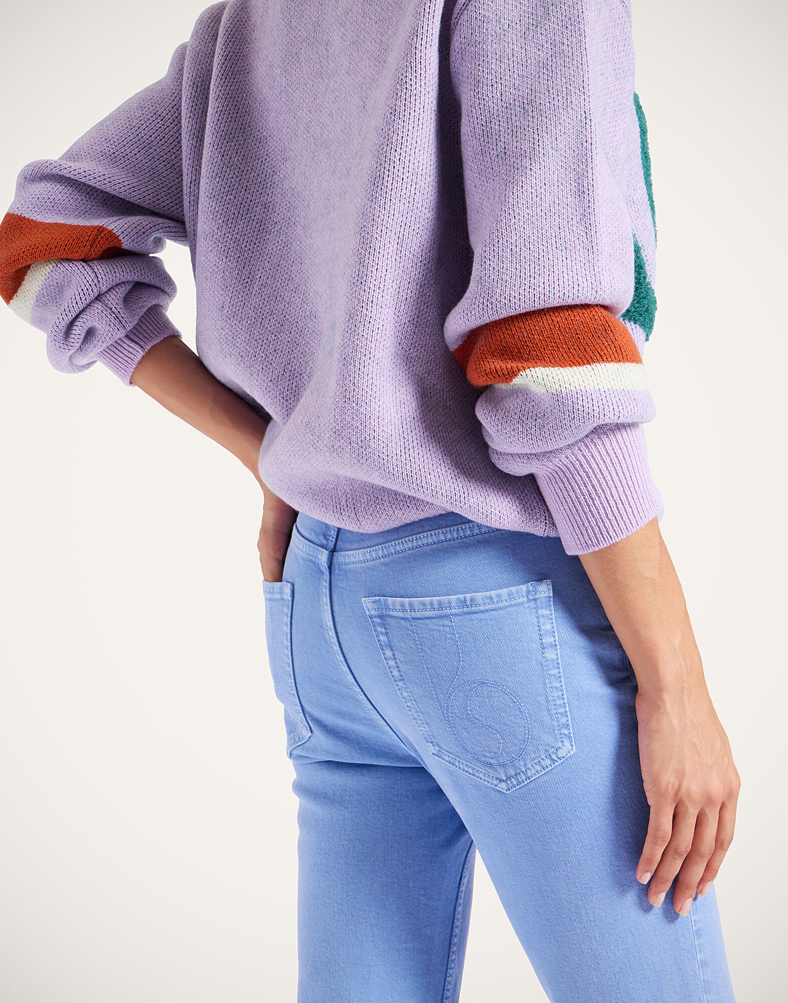 La DoubleJ Fancy Crop Jeans (With Feathers) Light Blue TRO0097DEN001SOLIDBU01