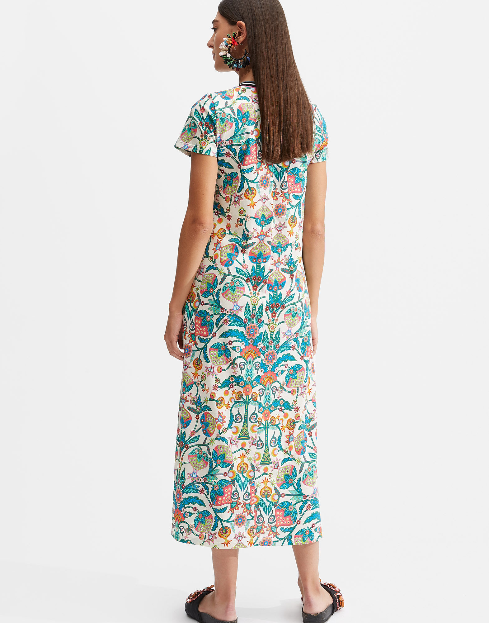 La DoubleJ Sporty Swing Dress Tree Of Life Bianco DRE0247JER002TFL0001