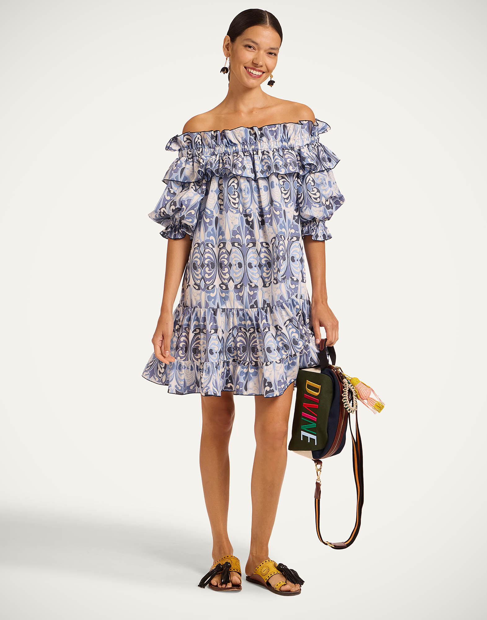 La DoubleJ Mini Breakfast Dress Cocoon Blue DRE1075COT039COC01BU03