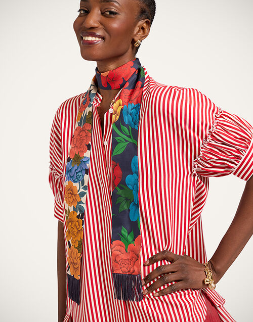 La DoubleJ Skinny Scarf Queen Peony Plac&eacute;e Blue SCA0075SIL006QPE02BU03