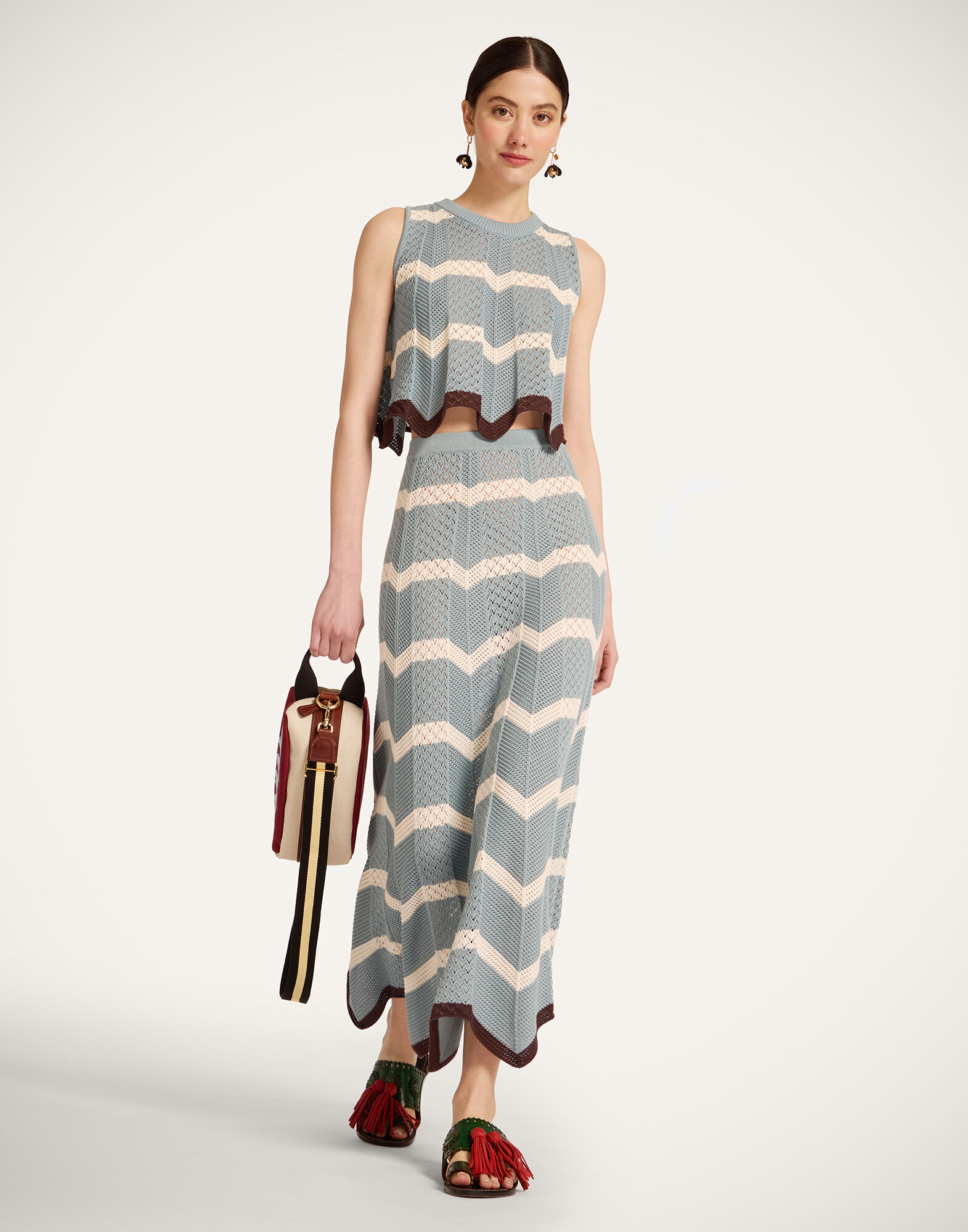 La DoubleJ Chevron Top Color Block Blue & Ivory PUL0145KNI084VA506BU03