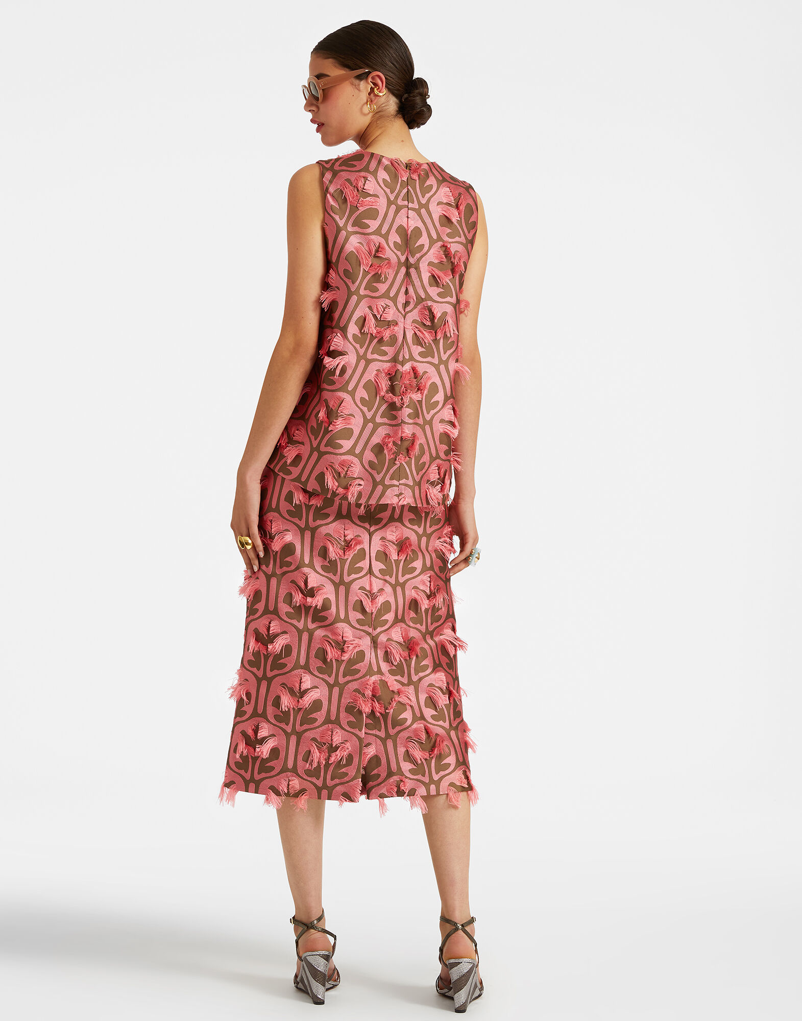 La DoubleJ Pencil Skirt Grove Kaki/Pink SKI0011JCQ043GRV03PI01