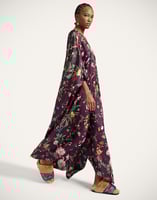 La DoubleJ Square Kaftan La DoubleJ Square Kaftan Zooflora Burgundy DRE0369SIL001ZOF02RE02