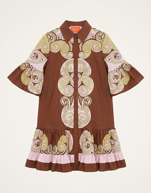 La DoubleJ Choux Dress Kells Swirl Plac&eacute;e Burgundy DRE0205COT097KLS01RE07