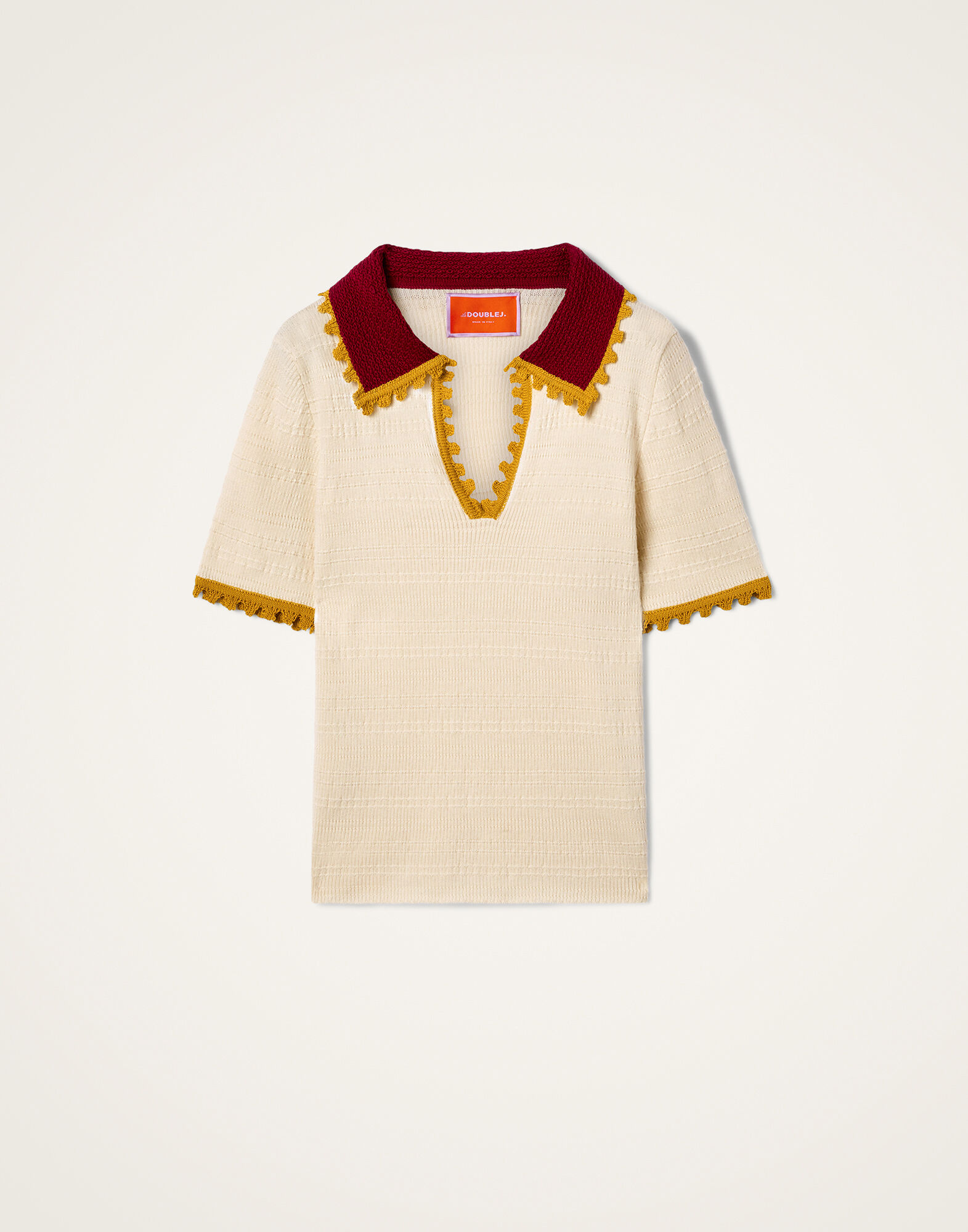 La DoubleJ Picket Polo Top Solid White PUL0273KNI154SOLIDWH01