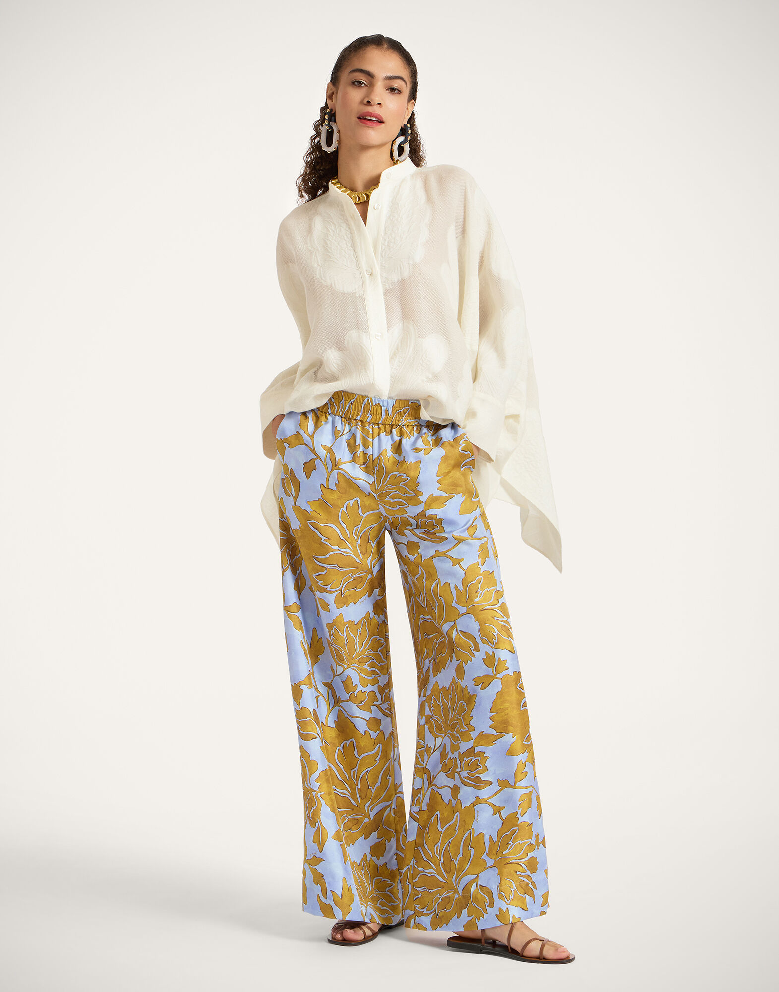 Palazzo Pants in Tangle Light Blue for Women | La DoubleJ