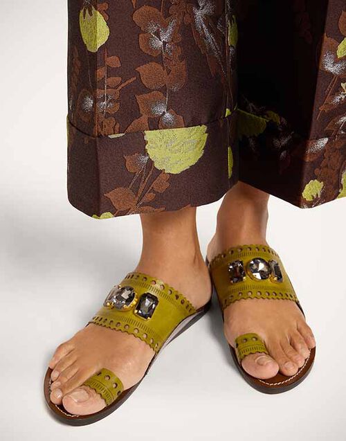 La DoubleJ Sandy Slides Solid Lime SHO0116LEA014SOLIDGR09