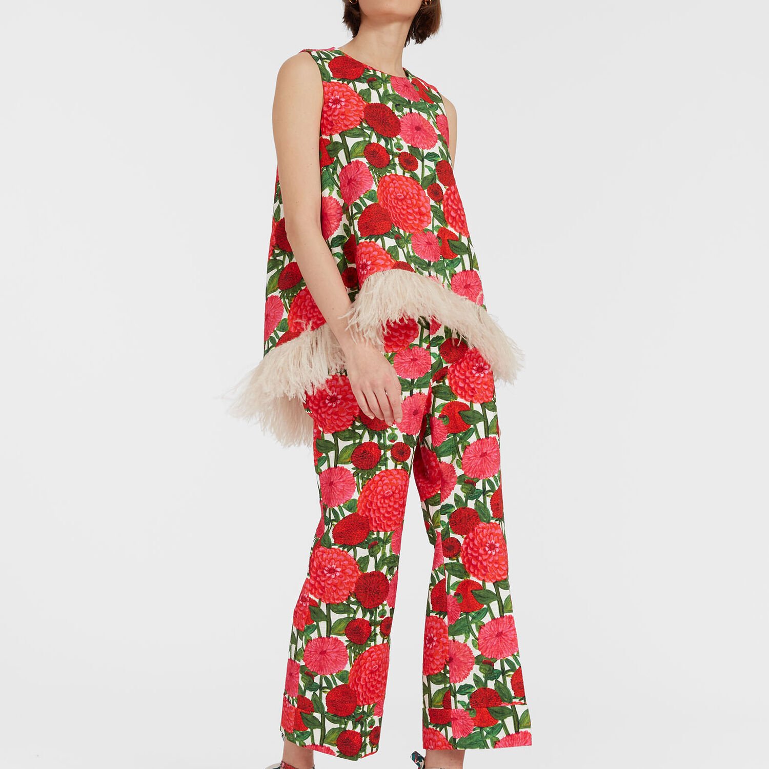 La Doublej Hendrix Trousers In Pink Dahlias